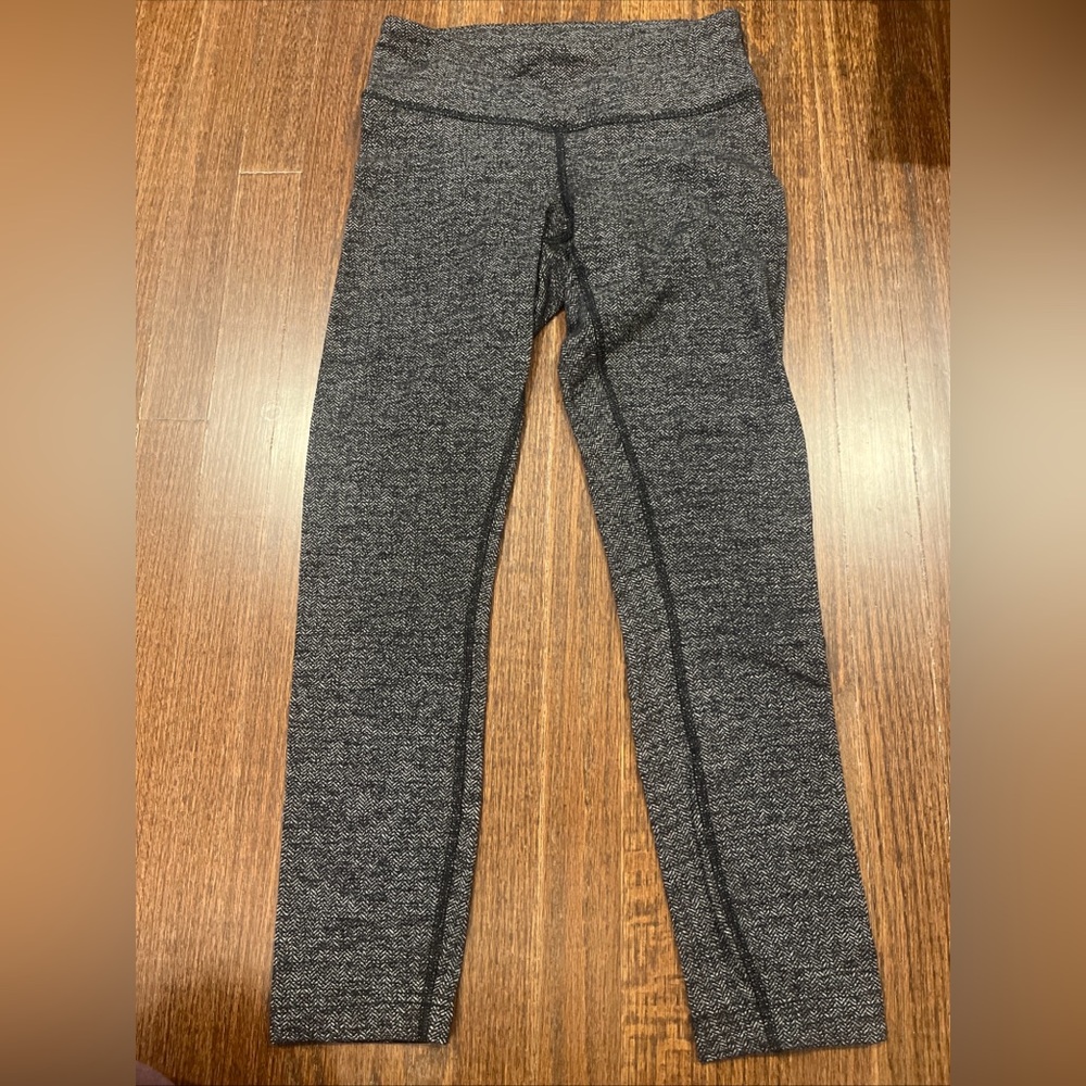 Lululemon Align Pant II 24" Mini Heathered Herringbone Heathered Black White 2